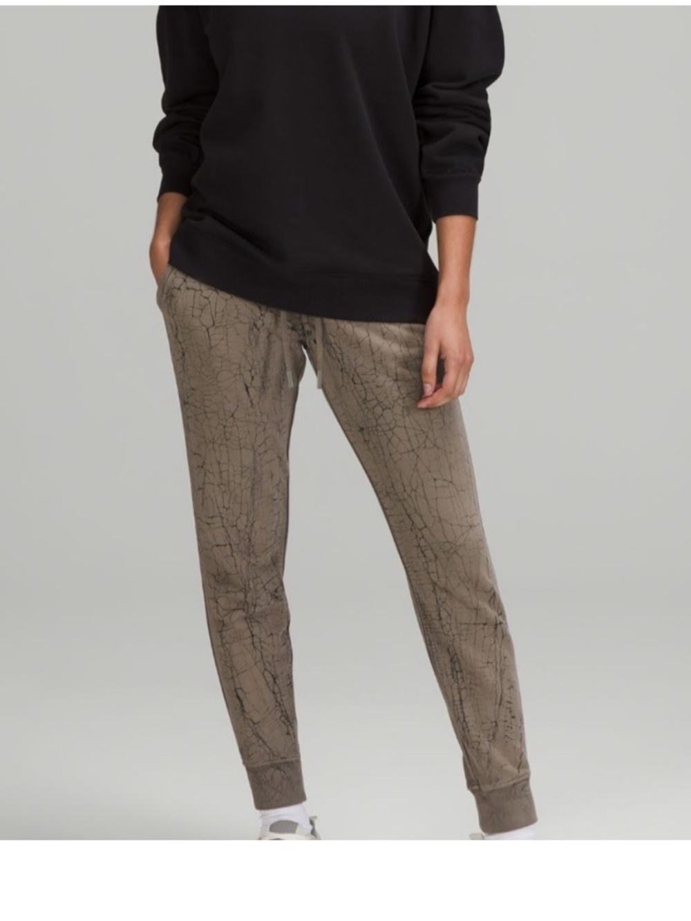 lululemon athletica warm down thread dye Taupe Crackle-splatter Print Joggers 2
